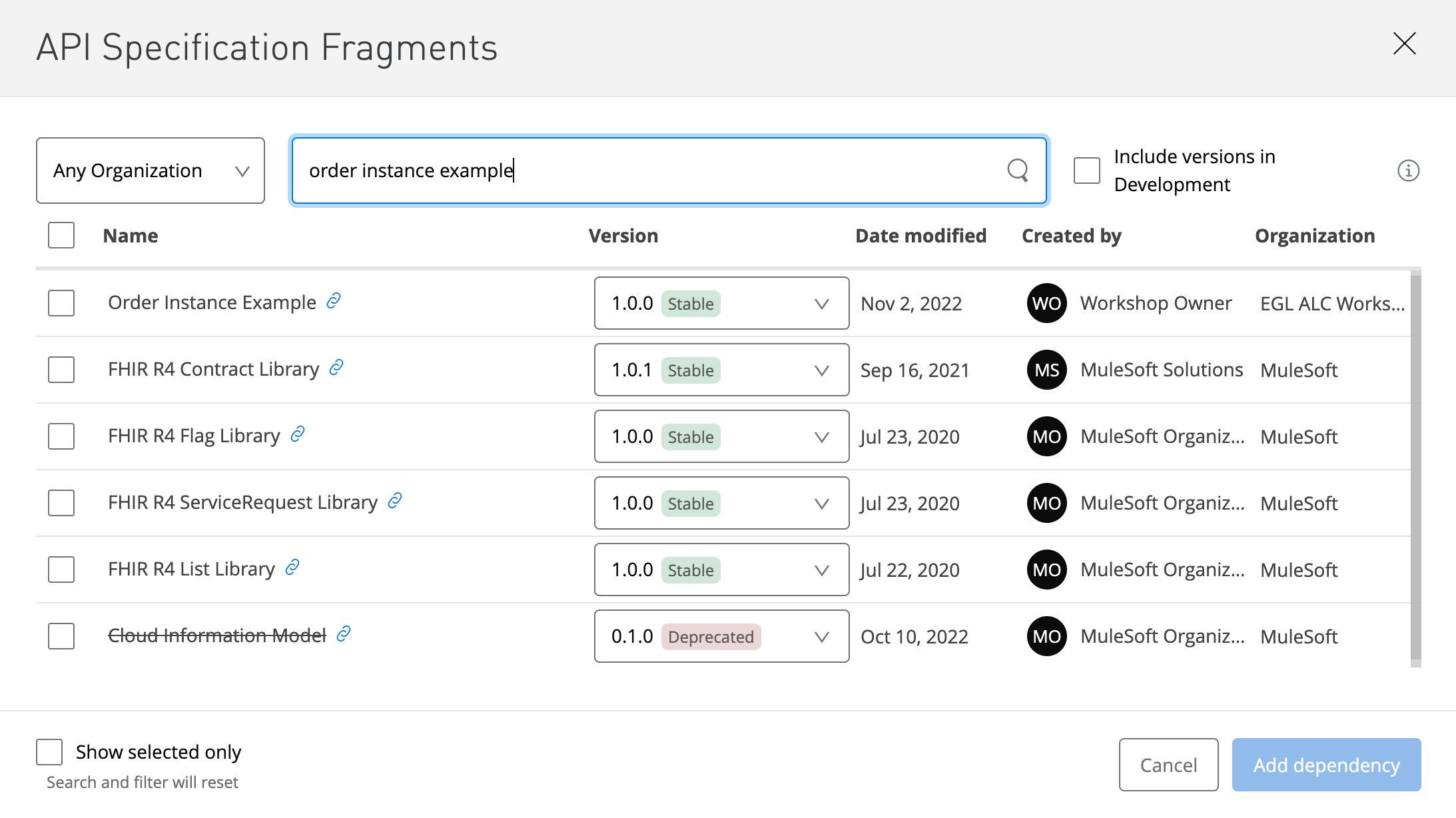 Search Dependency